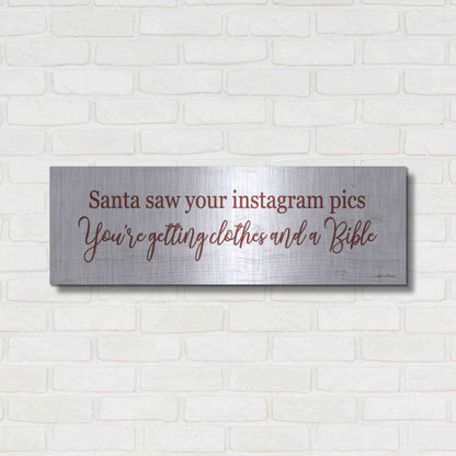 Luxe Metal Art 'Santa Saw...' by Lori Deiter, Metal Wall Art,36x12