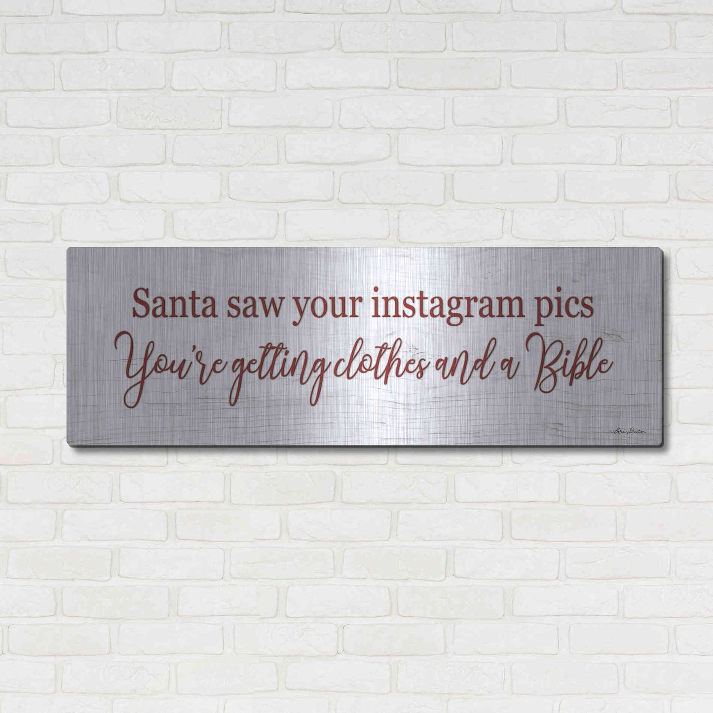 Luxe Metal Art 'Santa Saw...' by Lori Deiter, Metal Wall Art,48x16