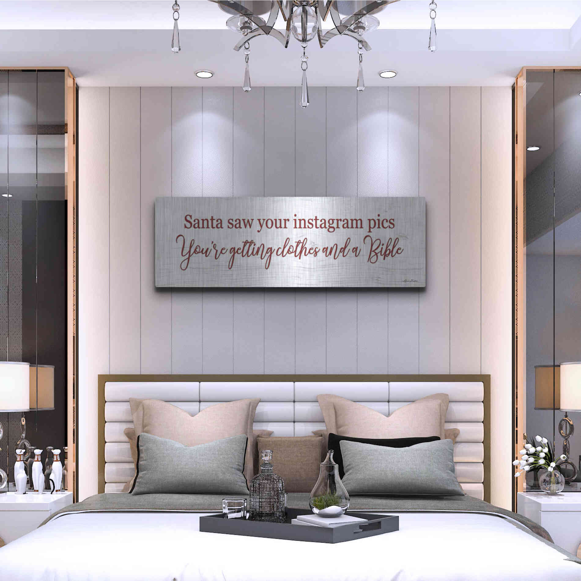 Luxe Metal Art 'Santa Saw...' by Lori Deiter, Metal Wall Art,48x16