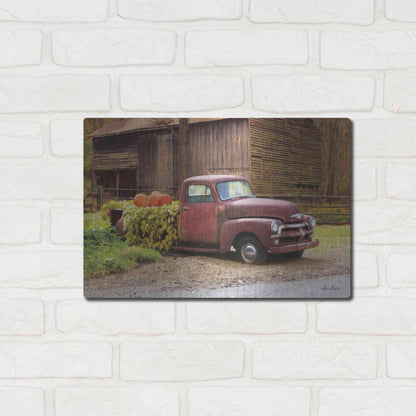 Luxe Metal Art 'Fall Pumpkin Truck' by Lori Deiter, Metal Wall Art,16x12