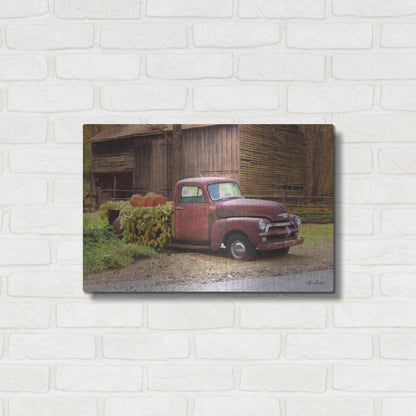 Luxe Metal Art 'Fall Pumpkin Truck' by Lori Deiter, Metal Wall Art,24x16