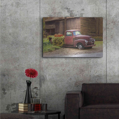 Luxe Metal Art 'Fall Pumpkin Truck' by Lori Deiter, Metal Wall Art,36x24