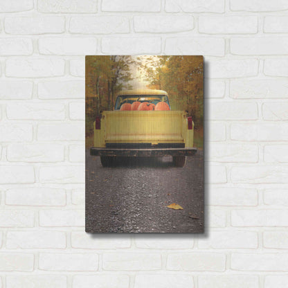 Luxe Metal Art 'Yellow Pumpkin Hauler' by Lori Deiter, Metal Wall Art,16x24