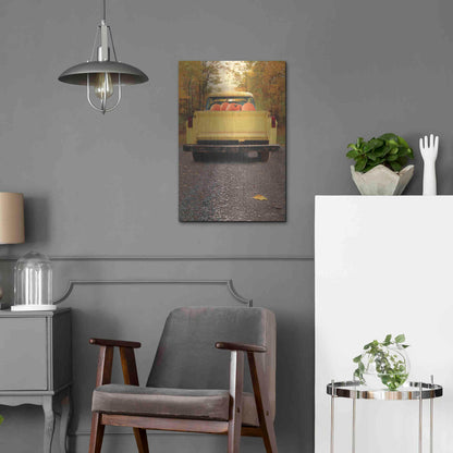 Luxe Metal Art 'Yellow Pumpkin Hauler' by Lori Deiter, Metal Wall Art,16x24