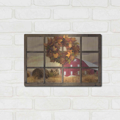Luxe Metal Art 'Fall Window View' by Lori Deiter, Metal Wall Art,16x12