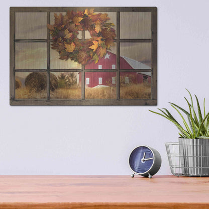 Luxe Metal Art 'Fall Window View' by Lori Deiter, Metal Wall Art,16x12