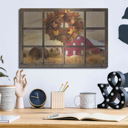 Luxe Metal Art 'Fall Window View' by Lori Deiter, Metal Wall Art,16x12