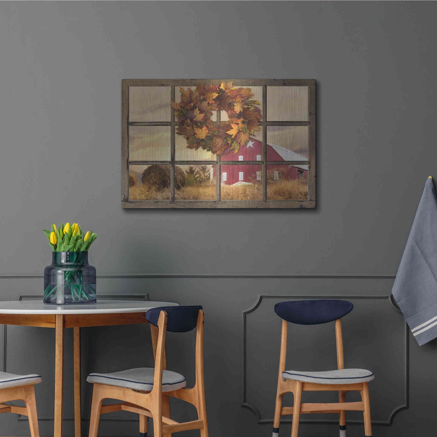 Luxe Metal Art 'Fall Window View' by Lori Deiter, Metal Wall Art,36x24