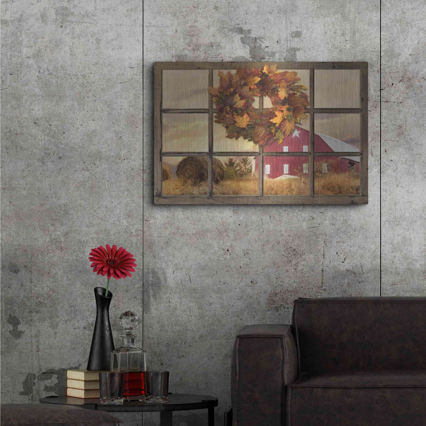Luxe Metal Art 'Fall Window View' by Lori Deiter, Metal Wall Art,36x24