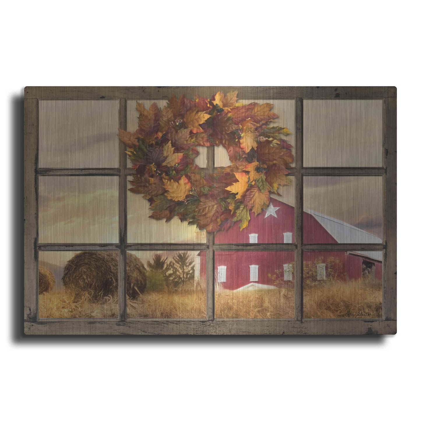 Luxe Metal Art 'Fall Window View' by Lori Deiter, Metal Wall Art