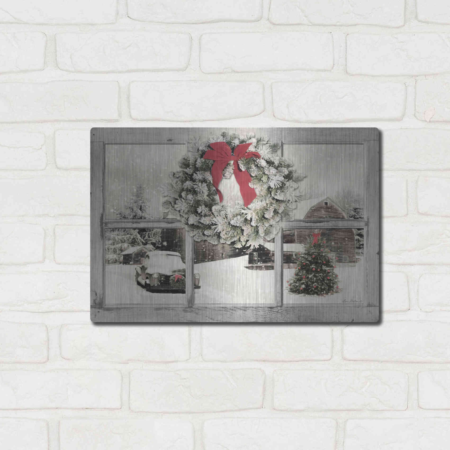 Luxe Metal Art 'It's Cold Outside' by Lori Deiter, Metal Wall Art,16x12
