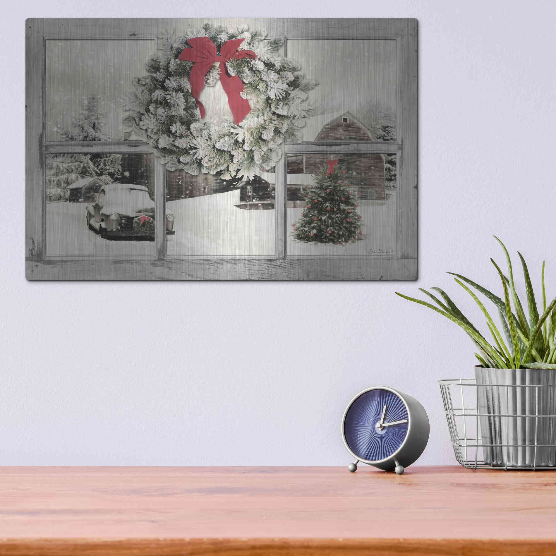 Luxe Metal Art 'It's Cold Outside' by Lori Deiter, Metal Wall Art,16x12