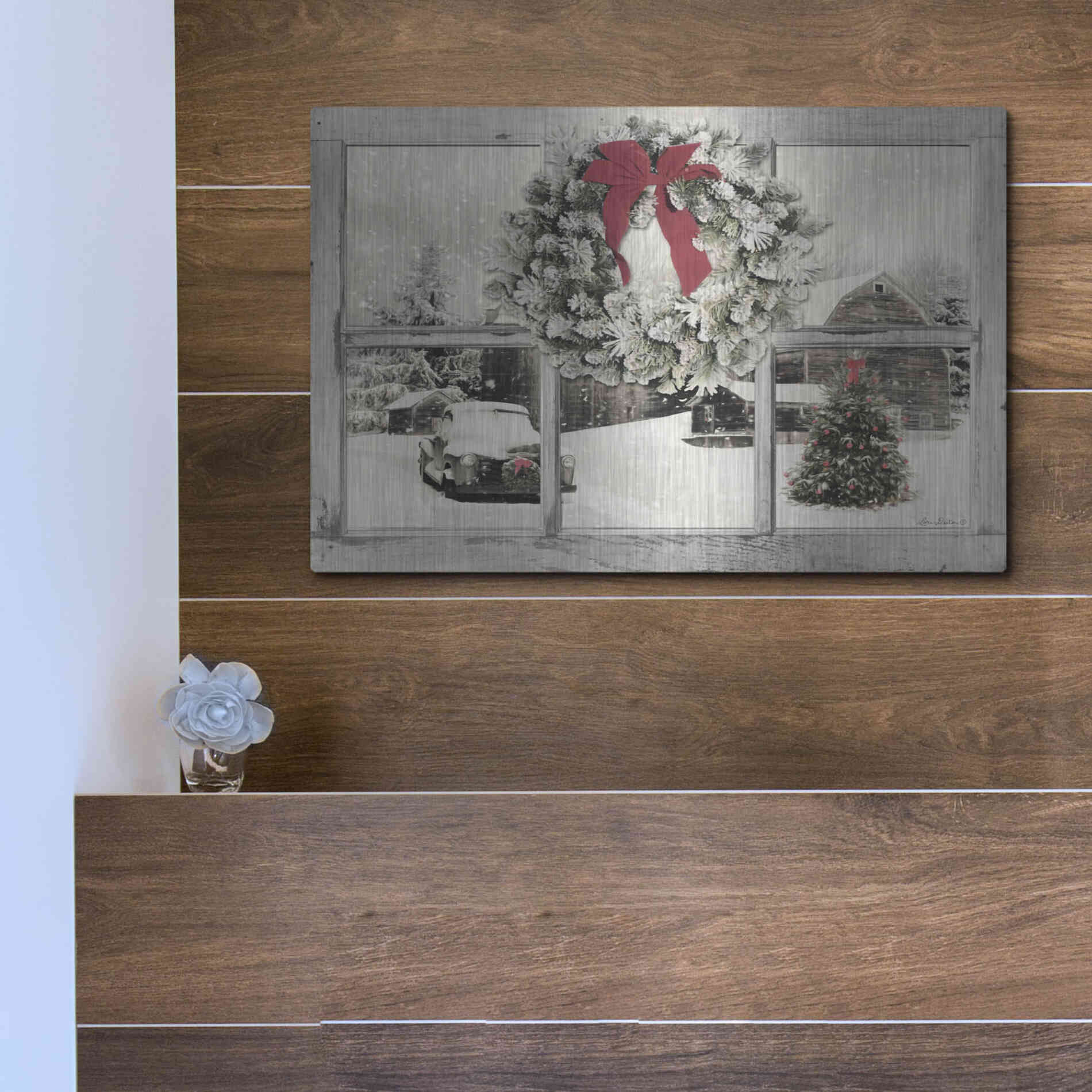 Luxe Metal Art 'It's Cold Outside' by Lori Deiter, Metal Wall Art,16x12