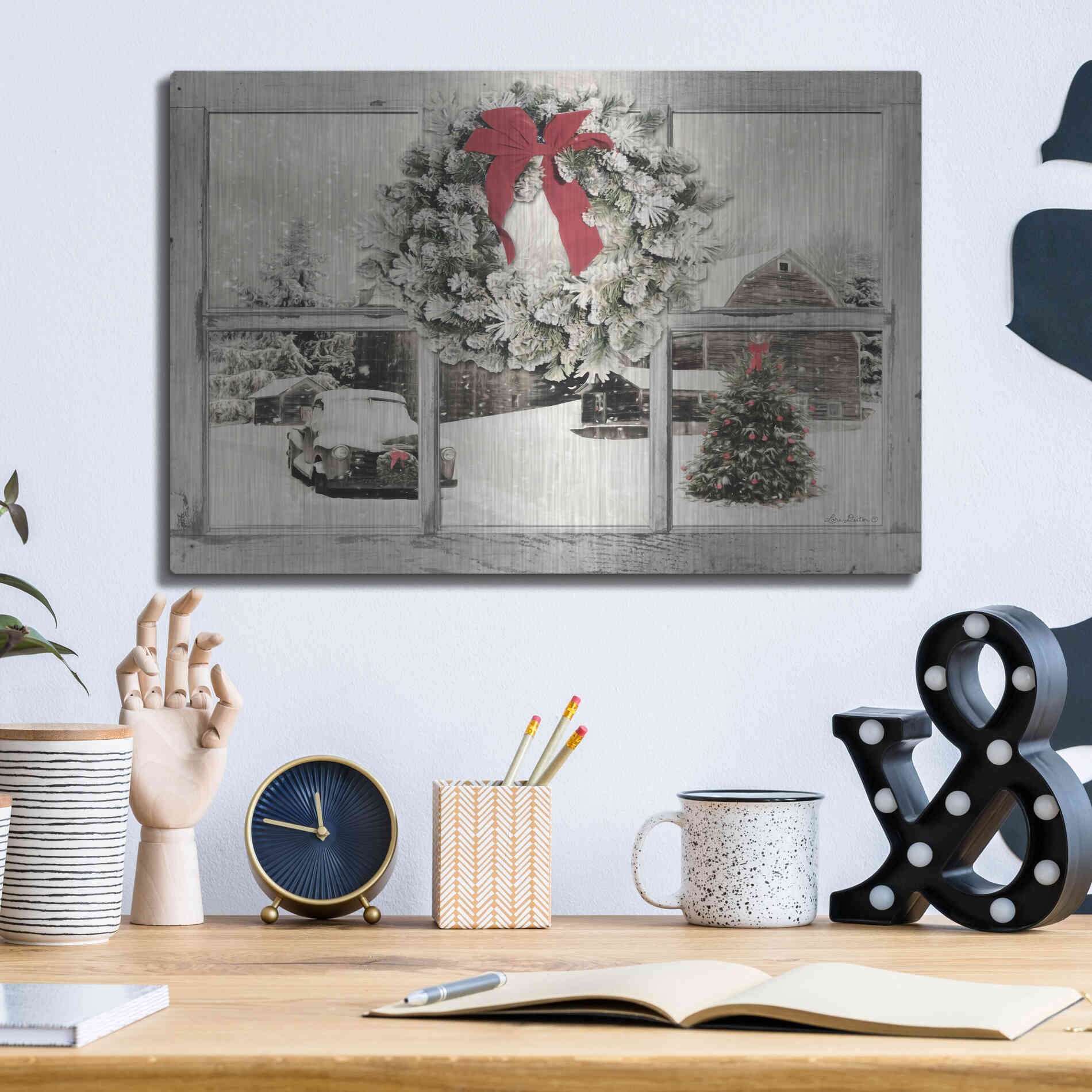 Luxe Metal Art 'It's Cold Outside' by Lori Deiter, Metal Wall Art,16x12