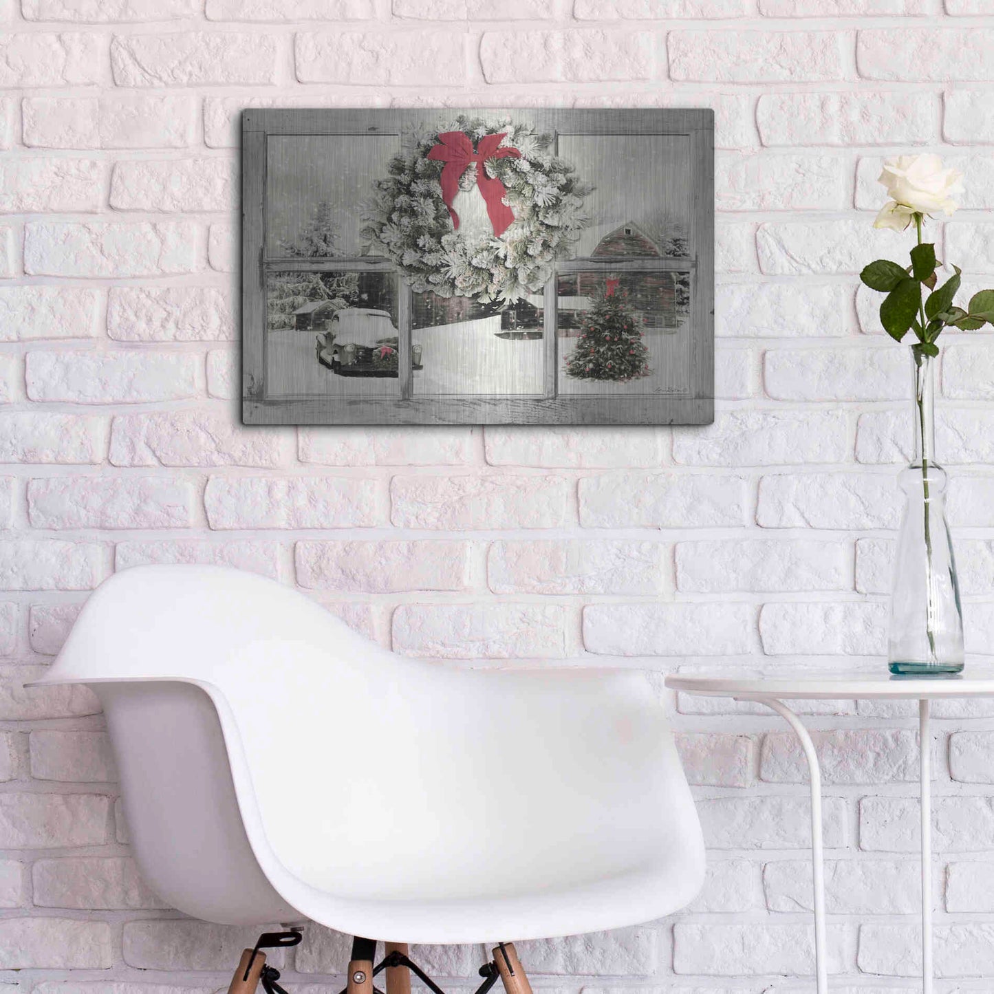Luxe Metal Art 'It's Cold Outside' by Lori Deiter, Metal Wall Art,24x16