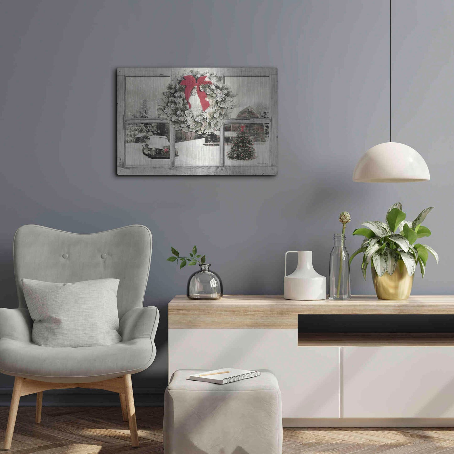 Luxe Metal Art 'It's Cold Outside' by Lori Deiter, Metal Wall Art,24x16