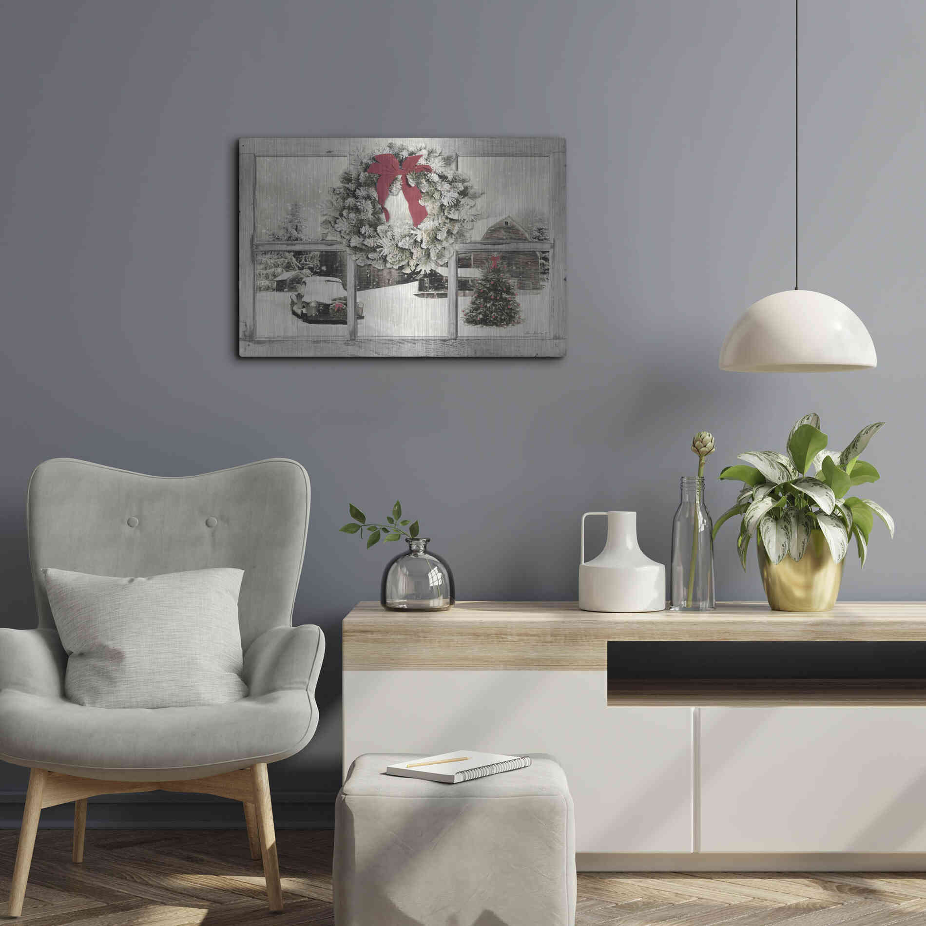 Luxe Metal Art 'It's Cold Outside' by Lori Deiter, Metal Wall Art,24x16