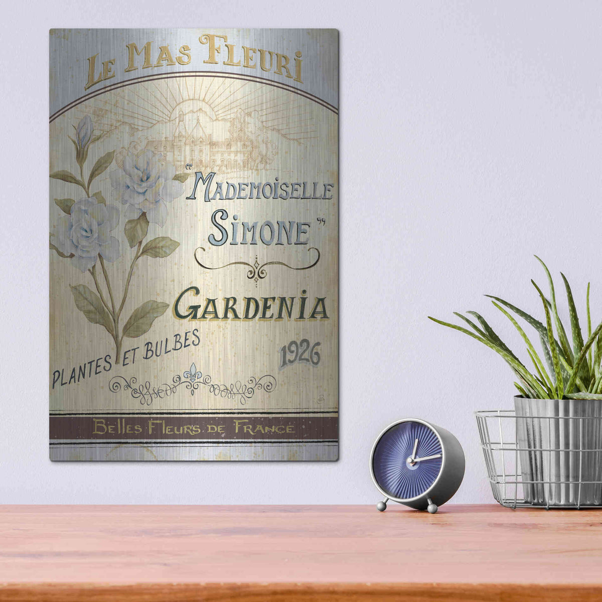 Luxe Metal Art 'French Seed Packet IV' by Daphne Brissonet, Metal Wall Art,12x16