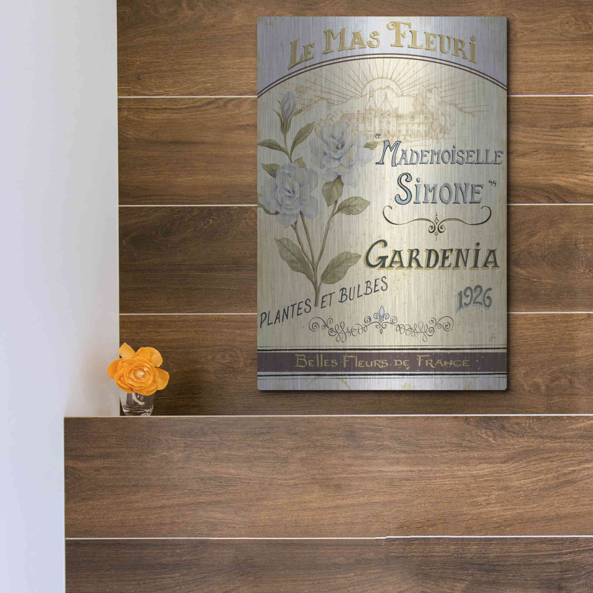 Luxe Metal Art 'French Seed Packet IV' by Daphne Brissonet, Metal Wall Art,12x16