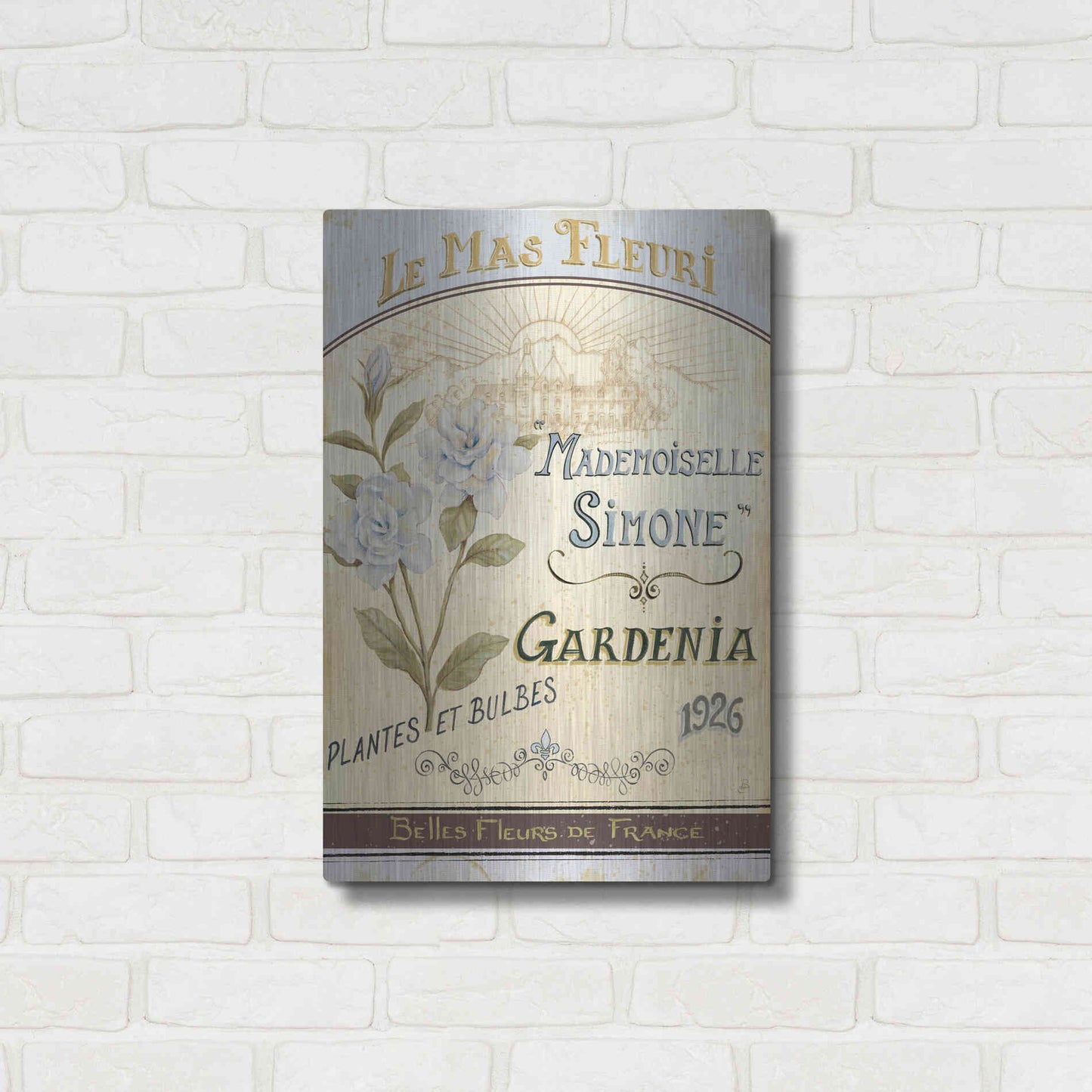 Luxe Metal Art 'French Seed Packet IV' by Daphne Brissonet, Metal Wall Art,16x24