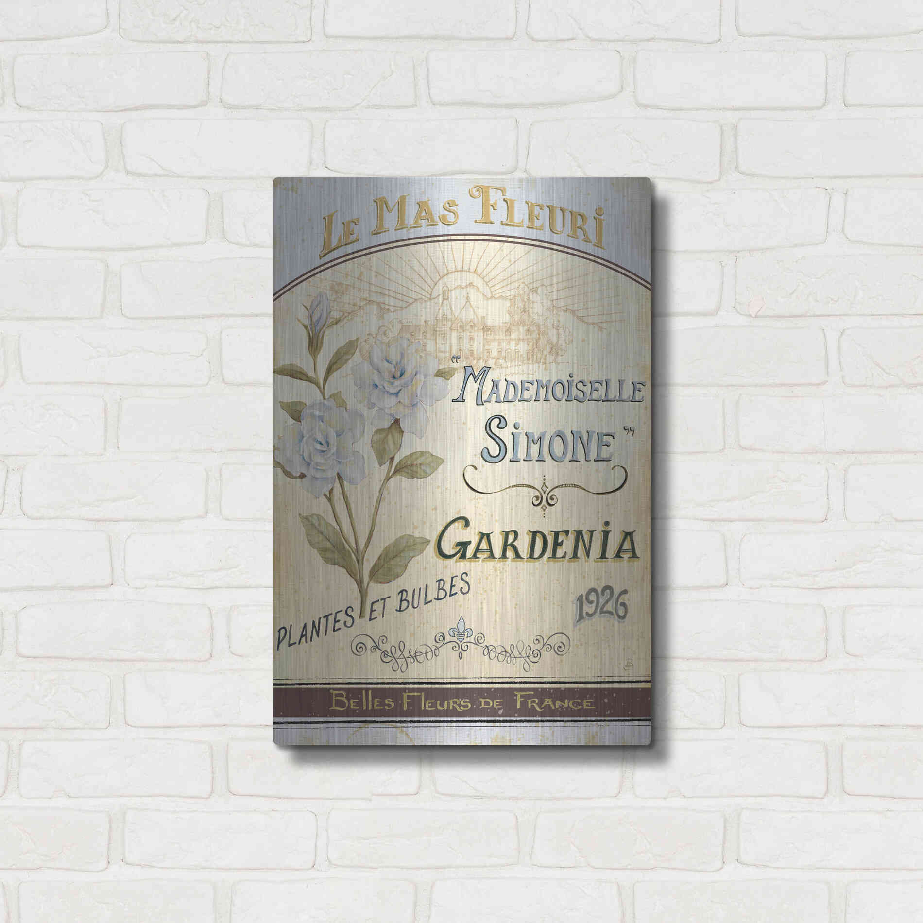 Luxe Metal Art 'French Seed Packet IV' by Daphne Brissonet, Metal Wall Art,16x24