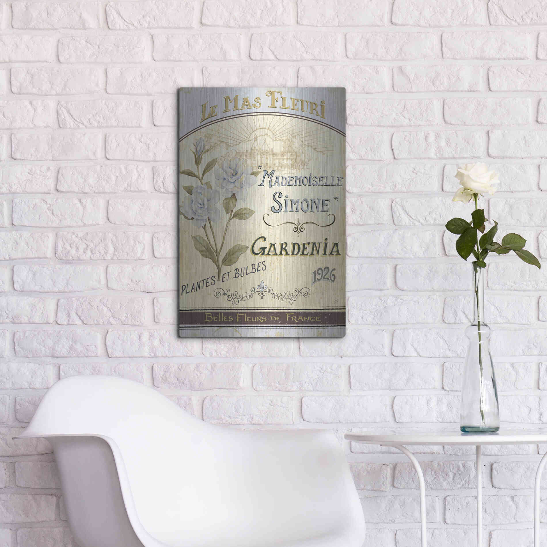 Luxe Metal Art 'French Seed Packet IV' by Daphne Brissonet, Metal Wall Art,16x24