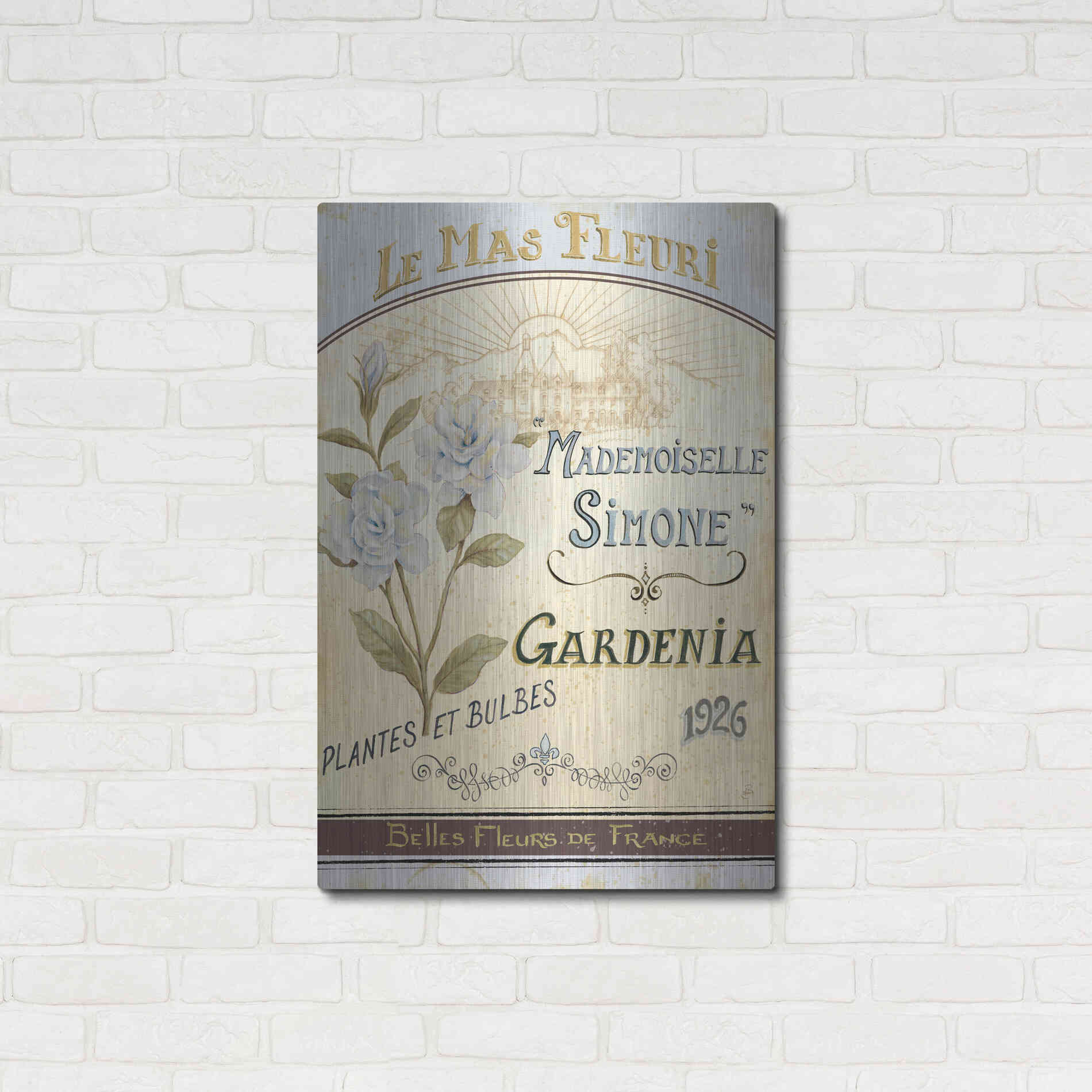 Luxe Metal Art 'French Seed Packet IV' by Daphne Brissonet, Metal Wall Art,24x36