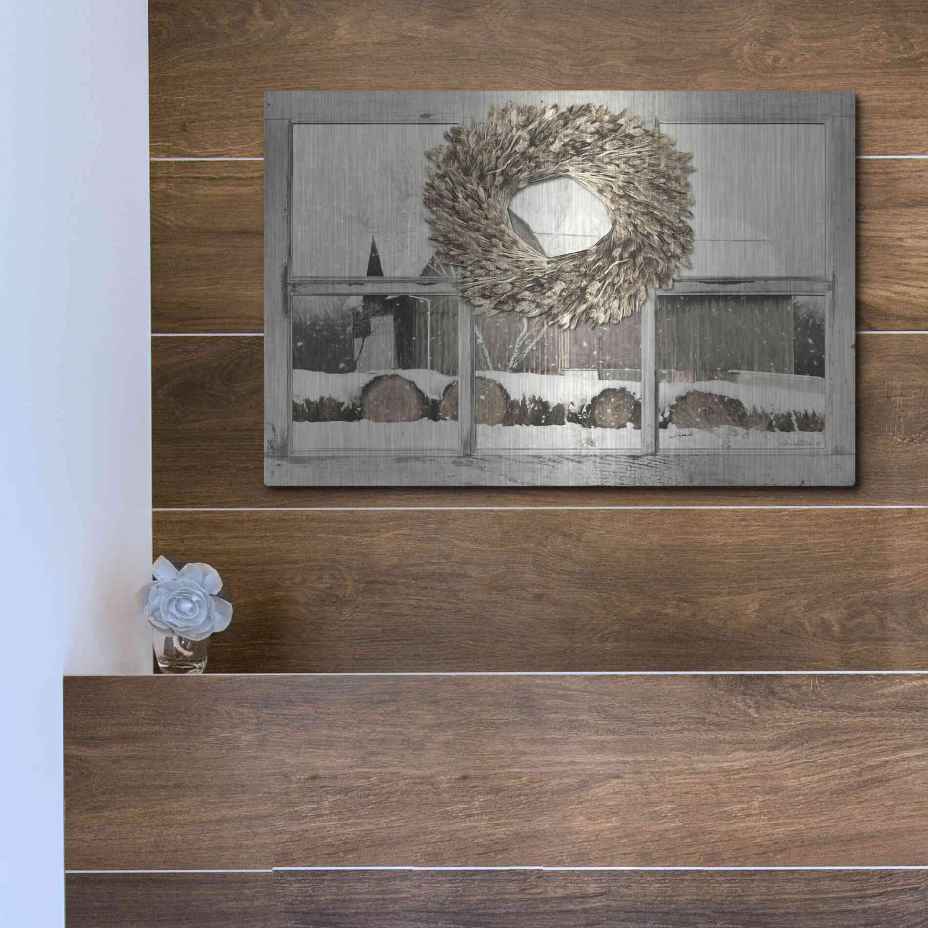 Luxe Metal Art 'Millersburg Winter View' by Lori Deiter, Metal Wall Art,16x12