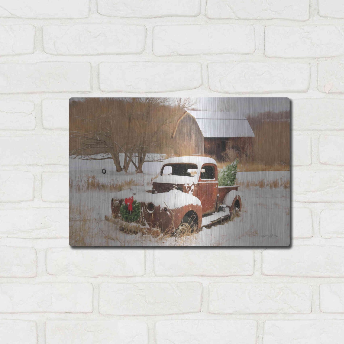 Luxe Metal Art 'Christmas Lawn Ornament' by Lori Deiter, Metal Wall Art,16x12