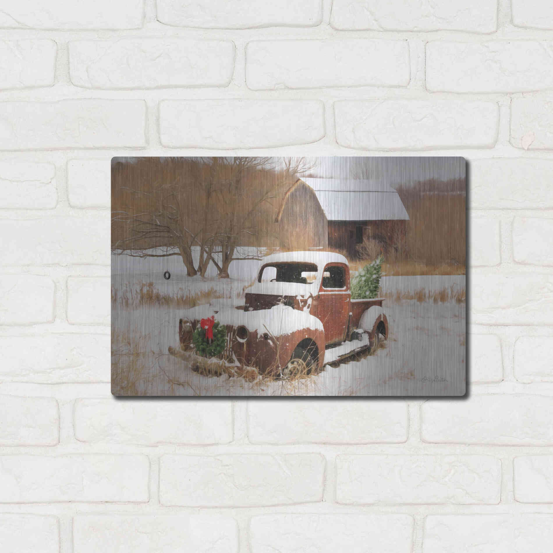 Luxe Metal Art 'Christmas Lawn Ornament' by Lori Deiter, Metal Wall Art,16x12