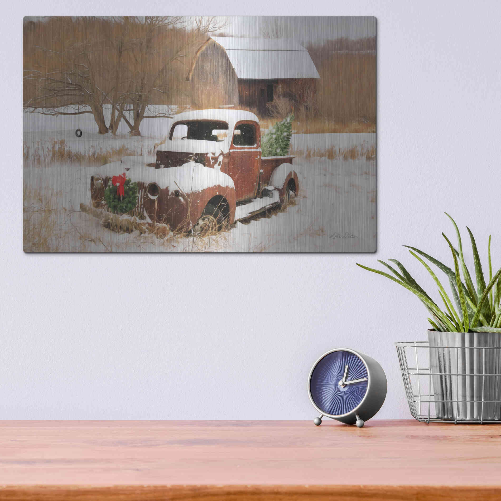 Luxe Metal Art 'Christmas Lawn Ornament' by Lori Deiter, Metal Wall Art,16x12