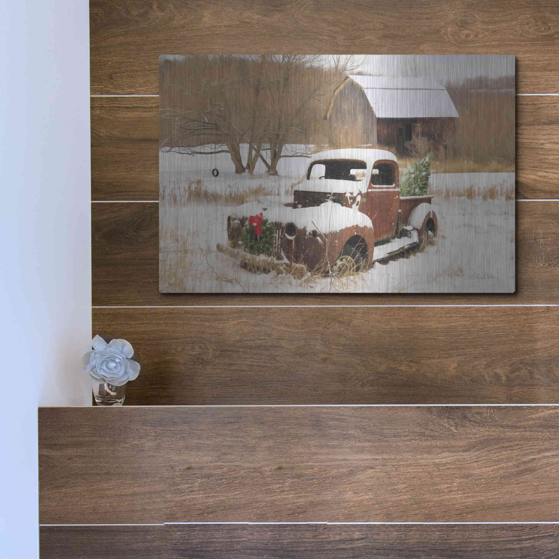 Luxe Metal Art 'Christmas Lawn Ornament' by Lori Deiter, Metal Wall Art,16x12