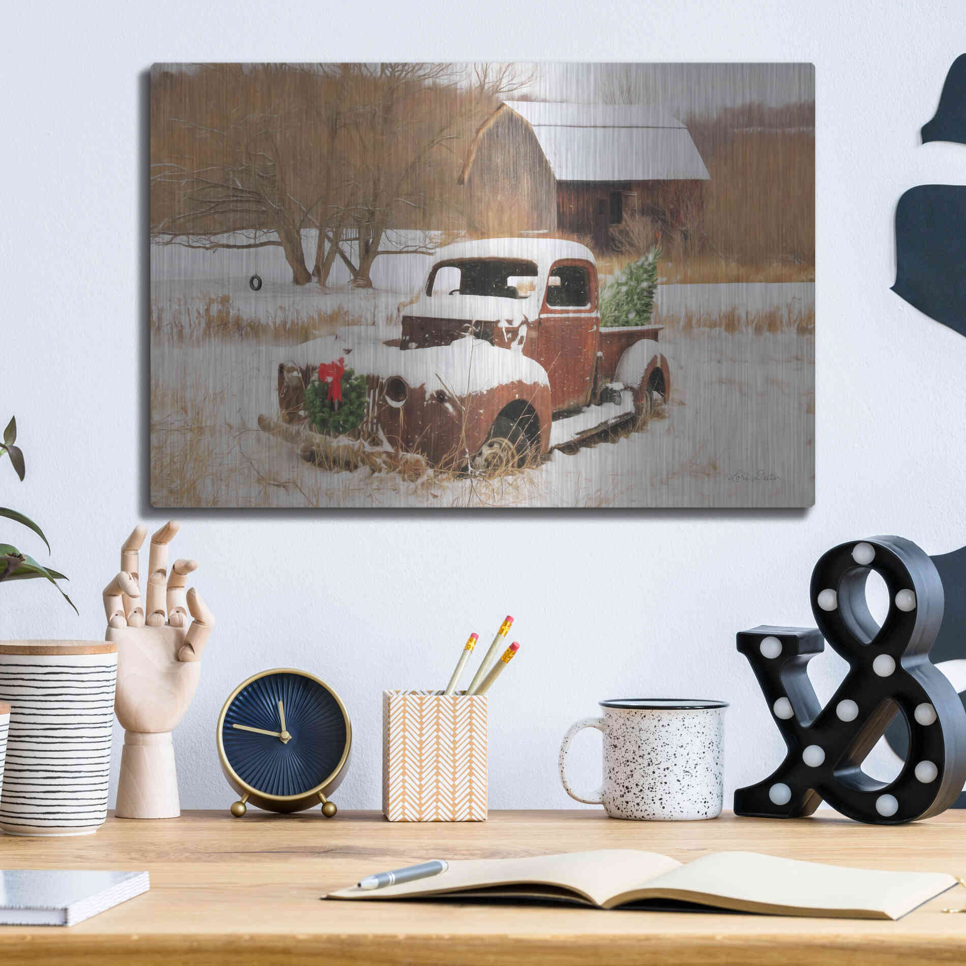 Luxe Metal Art 'Christmas Lawn Ornament' by Lori Deiter, Metal Wall Art,16x12