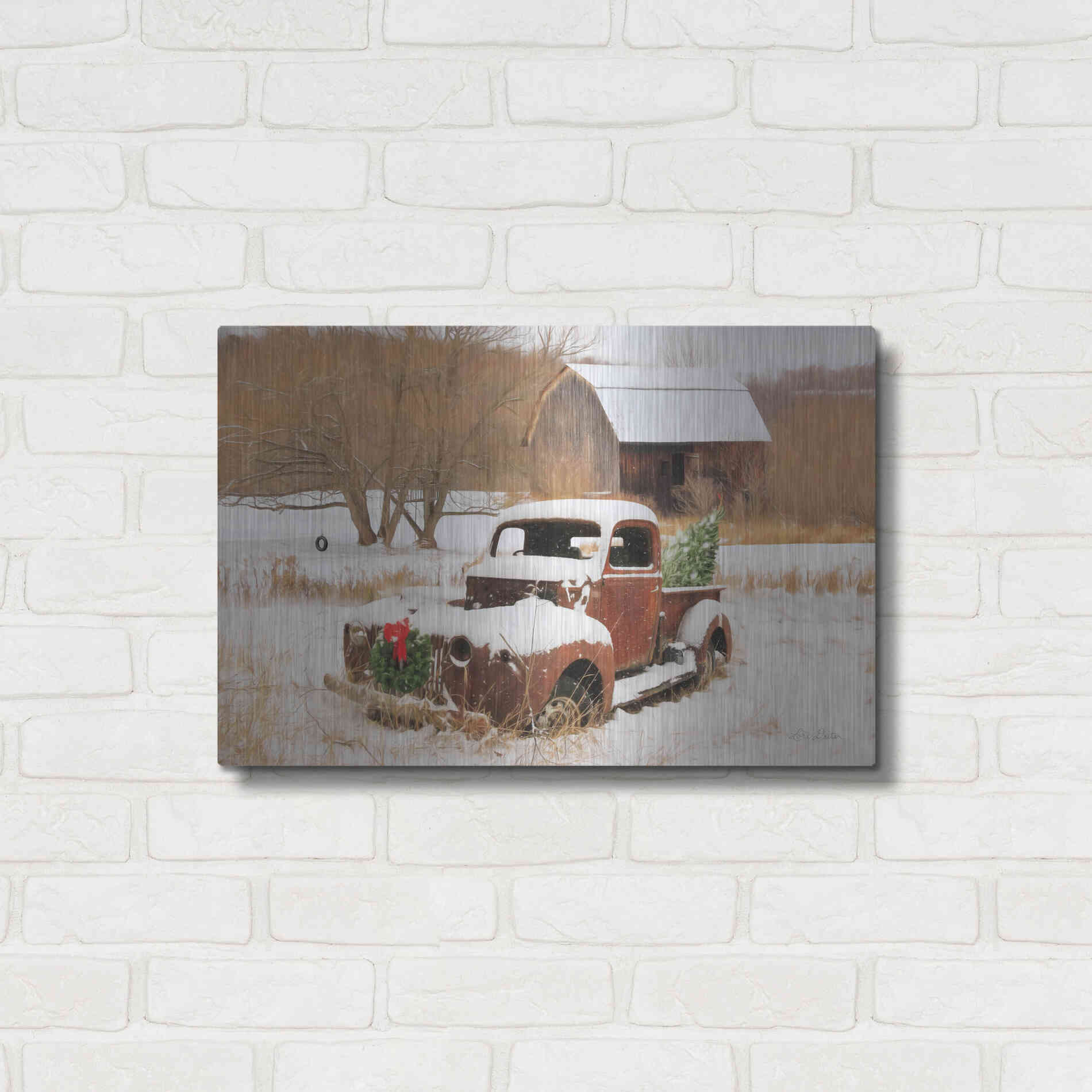 Luxe Metal Art 'Christmas Lawn Ornament' by Lori Deiter, Metal Wall Art,24x16