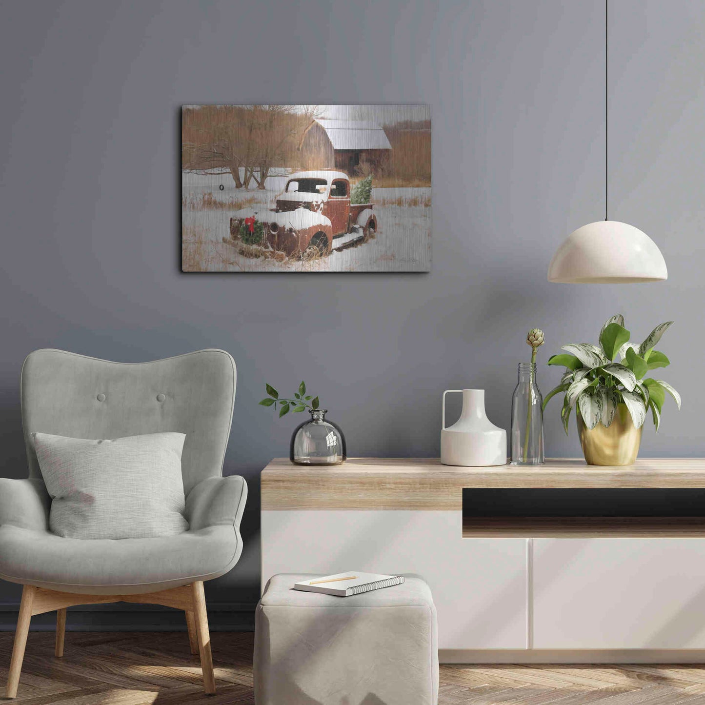 Luxe Metal Art 'Christmas Lawn Ornament' by Lori Deiter, Metal Wall Art,24x16