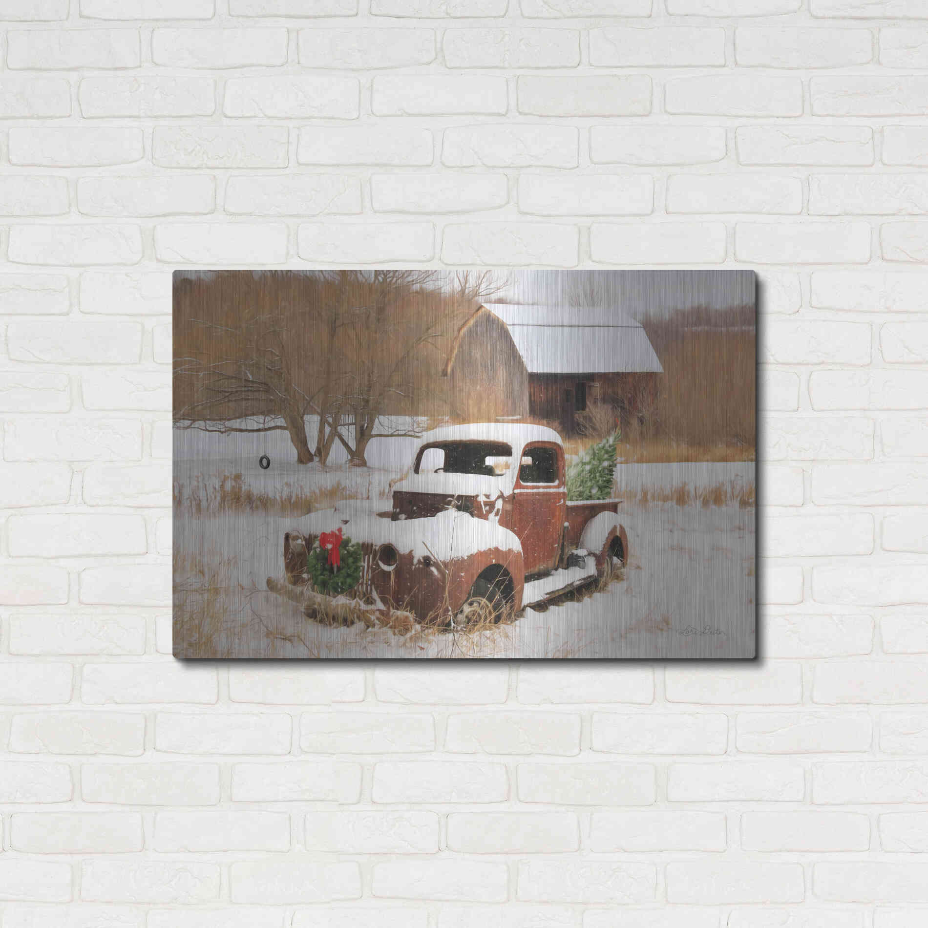 Luxe Metal Art 'Christmas Lawn Ornament' by Lori Deiter, Metal Wall Art,36x24