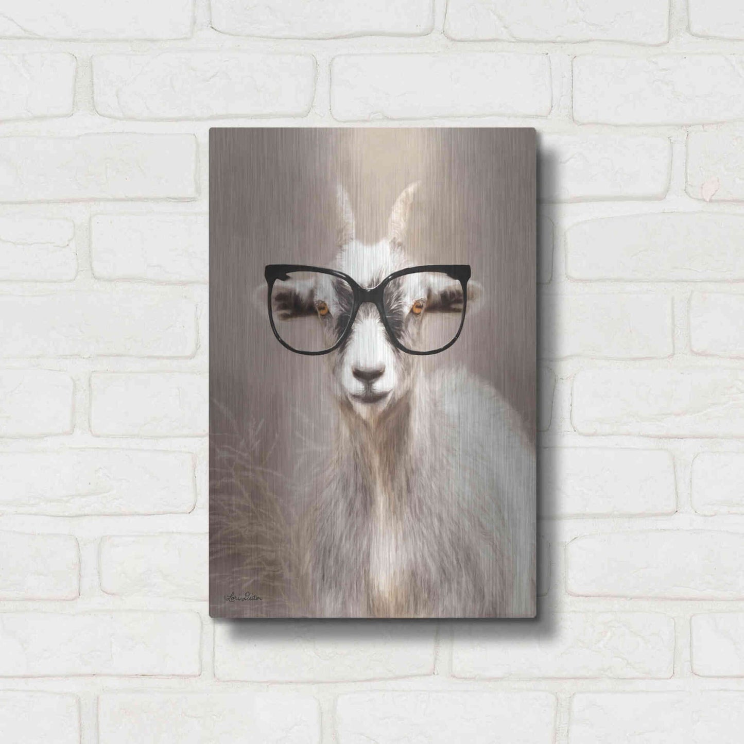 Luxe Metal Art 'See Clearly Goat' by Lori Deiter, Metal Wall Art,12x16