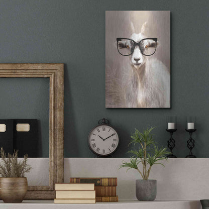 Luxe Metal Art 'See Clearly Goat' by Lori Deiter, Metal Wall Art,12x16