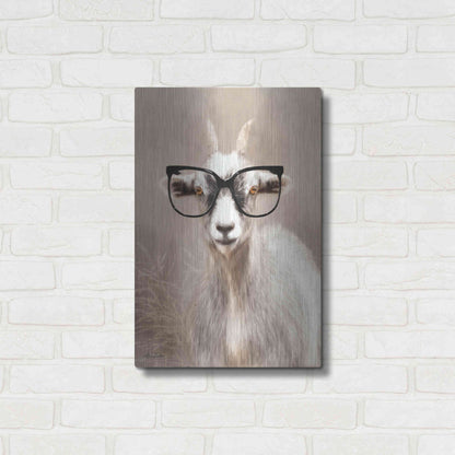 Luxe Metal Art 'See Clearly Goat' by Lori Deiter, Metal Wall Art,16x24