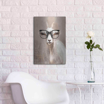 Luxe Metal Art 'See Clearly Goat' by Lori Deiter, Metal Wall Art,16x24
