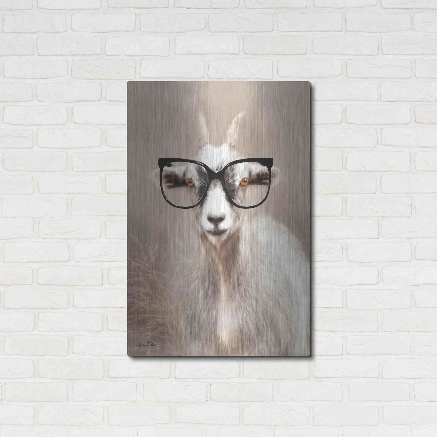 Luxe Metal Art 'See Clearly Goat' by Lori Deiter, Metal Wall Art,24x36