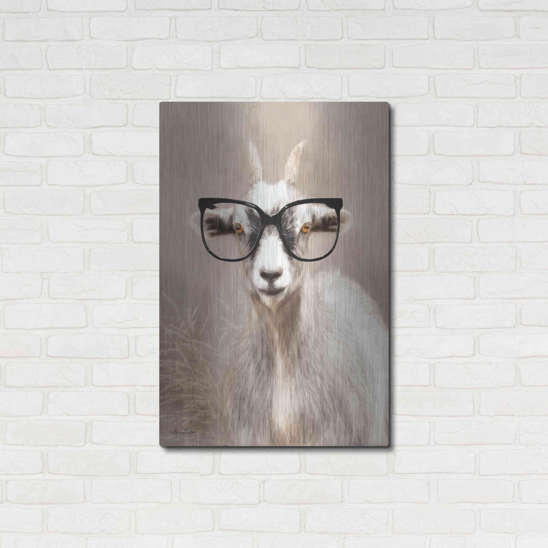Luxe Metal Art 'See Clearly Goat' by Lori Deiter, Metal Wall Art,24x36