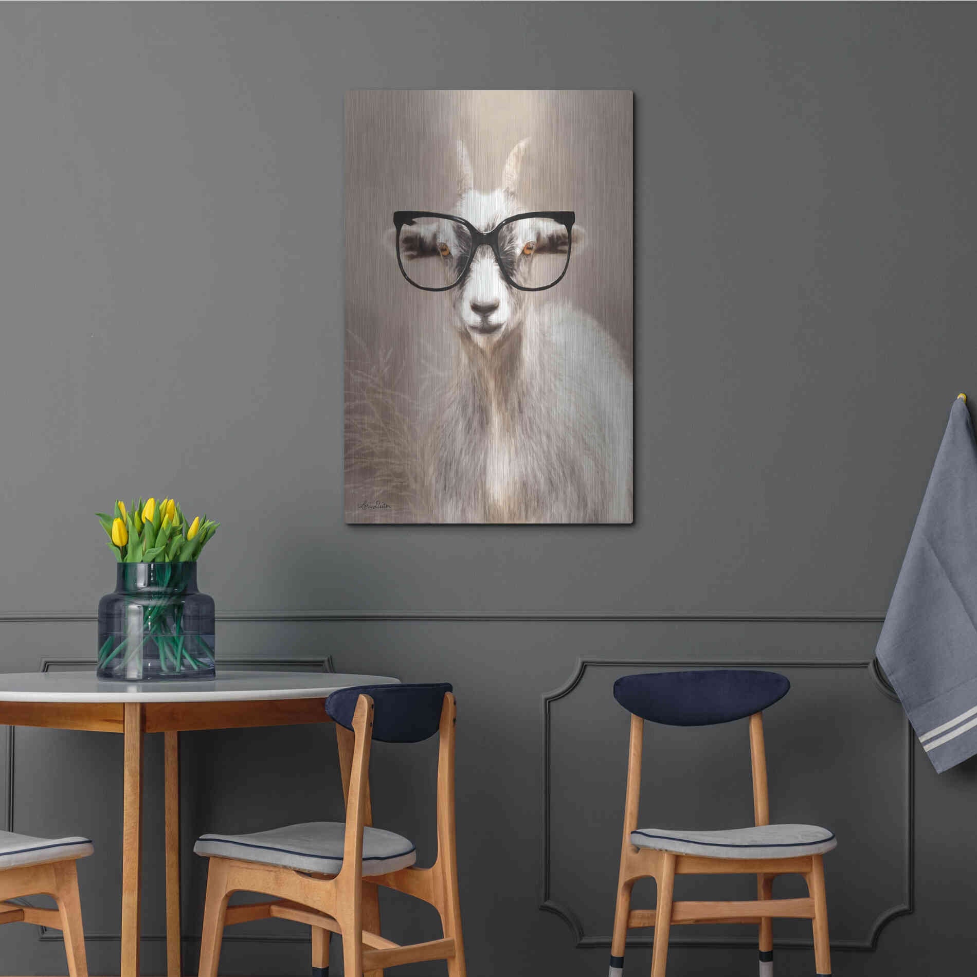 Luxe Metal Art 'See Clearly Goat' by Lori Deiter, Metal Wall Art,24x36