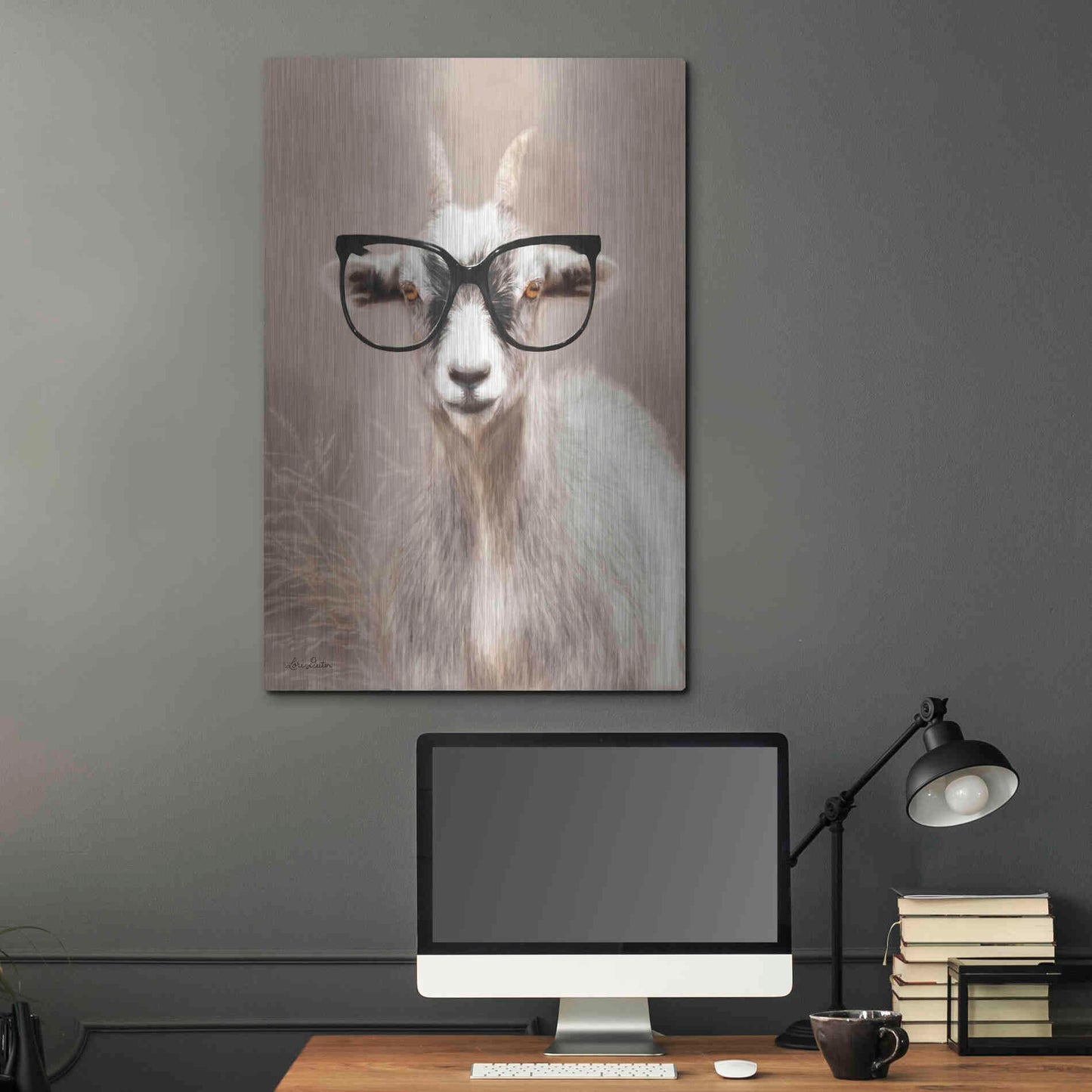 Luxe Metal Art 'See Clearly Goat' by Lori Deiter, Metal Wall Art,24x36