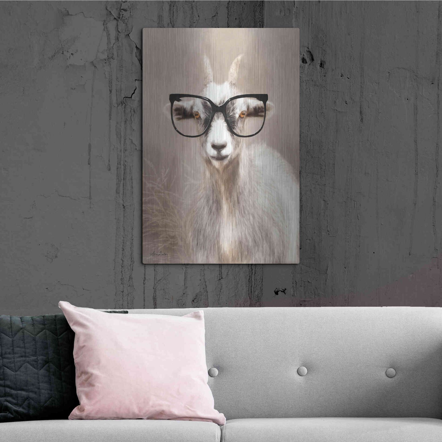 Luxe Metal Art 'See Clearly Goat' by Lori Deiter, Metal Wall Art,24x36