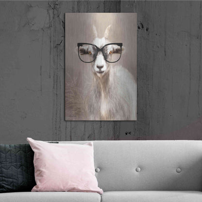 Luxe Metal Art 'See Clearly Goat' by Lori Deiter, Metal Wall Art,24x36