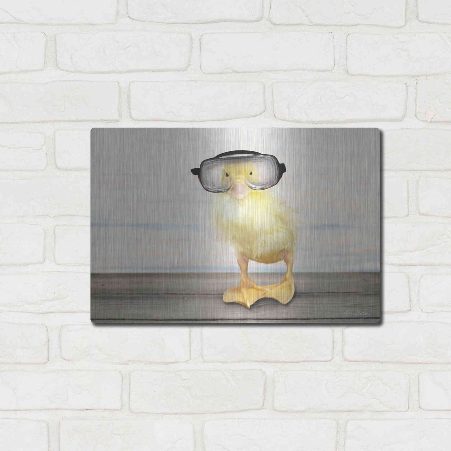 Luxe Metal Art 'Diving Duck' by Lori Deiter, Metal Wall Art,16x12