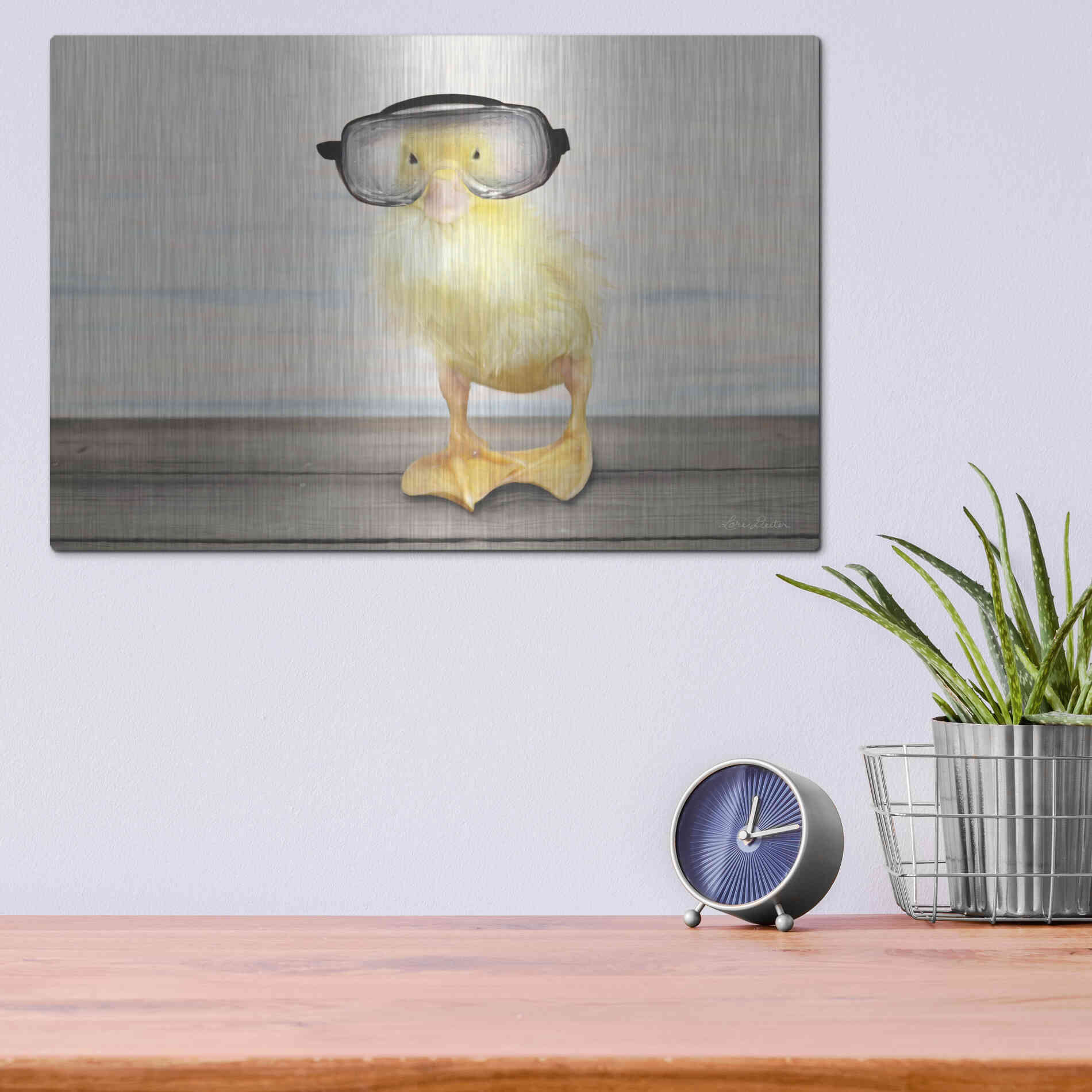 Luxe Metal Art 'Diving Duck' by Lori Deiter, Metal Wall Art,16x12