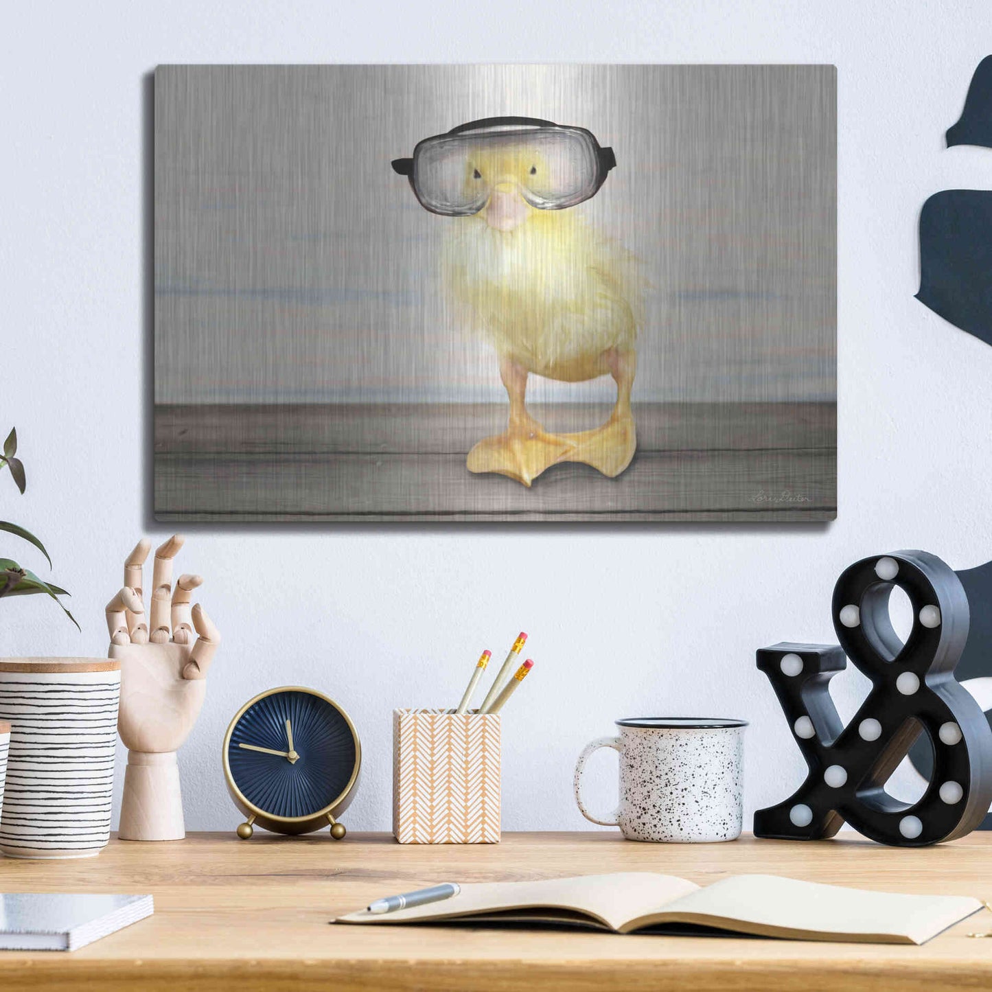 Luxe Metal Art 'Diving Duck' by Lori Deiter, Metal Wall Art,16x12