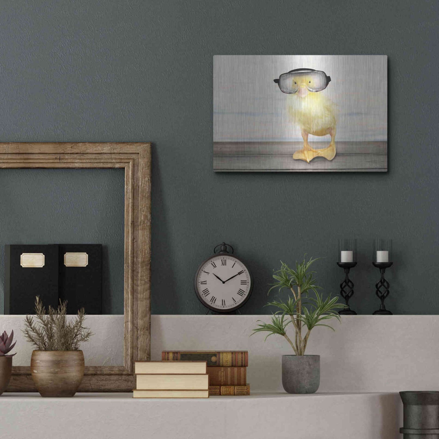 Luxe Metal Art 'Diving Duck' by Lori Deiter, Metal Wall Art,16x12